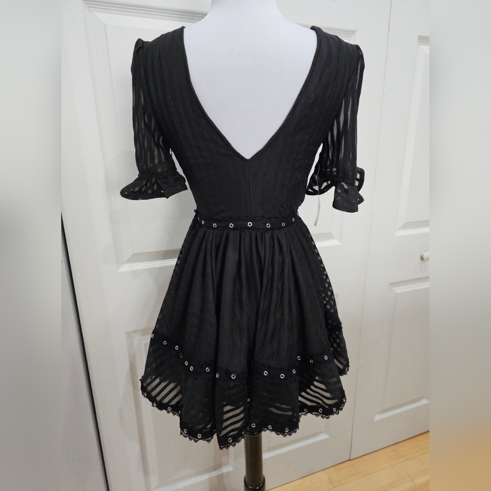 ★ISO★ Restyle Lace Mesh Dolly Dress A-line skirt Crescent Charm Black Dress S - Picture 4 of 8
